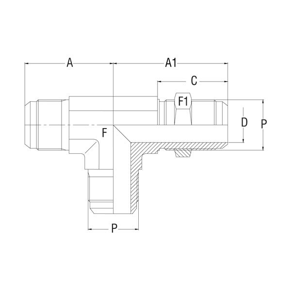 Bulkhead Run Tee - GV-302F-BU - 37° Flare Tube Fittings