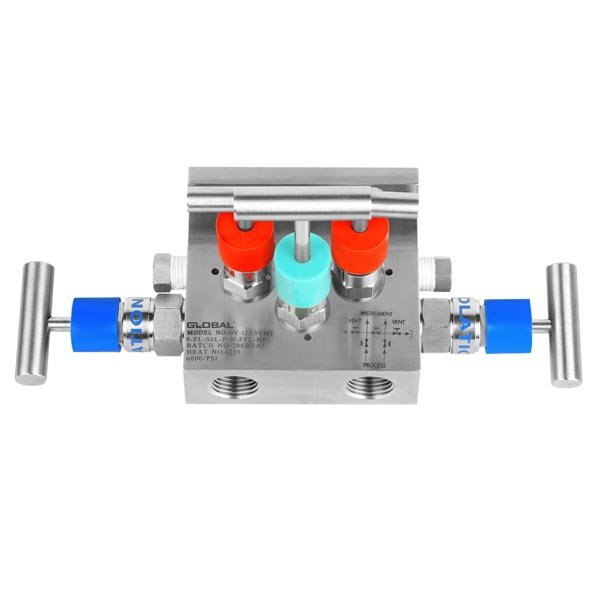 Five Valve Manifold, Direct Mount T Type (Pipe x Flange)